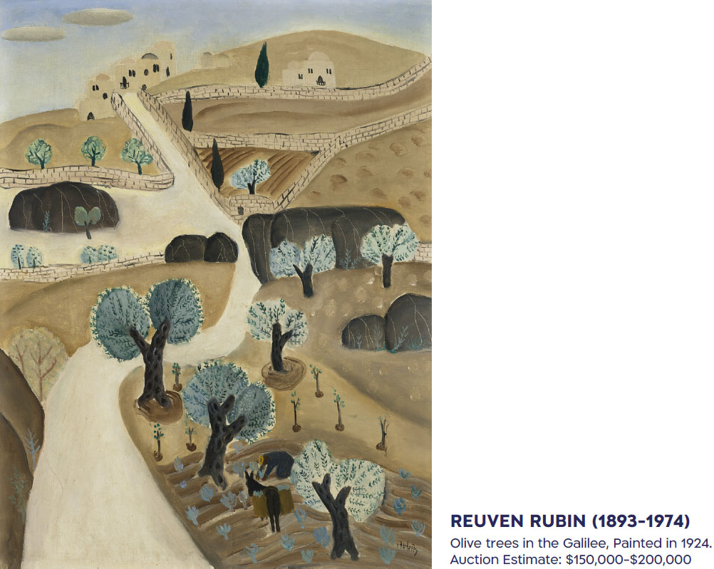 REUVEN RUBIN (1893-1974). Olive trees in the Galile e, Painted in 1924. Auction Estimate: $150 ,000-$200 ,000