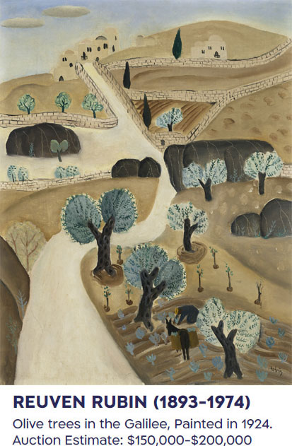 REUVEN RUBIN (1893-1974). Olive trees in the Galile e, Painted in 1924. Auction Estimate: $150 ,000-$200 ,000